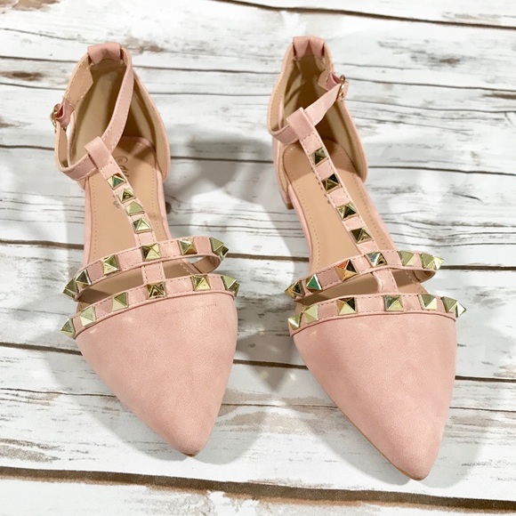 Blush Chic Studded T- Strap Flats - Picture 3 of 3